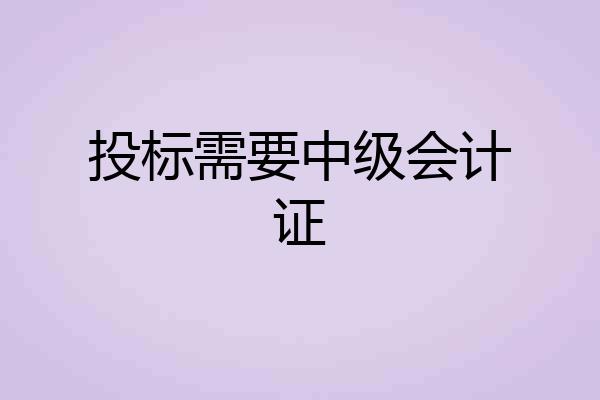 投标需要中级会计证