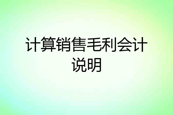 计算销售毛利会计说明