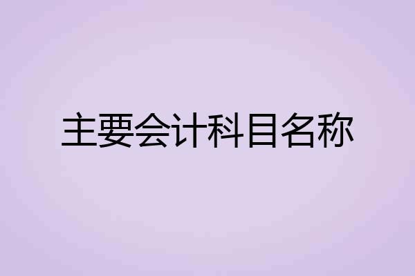 主要会计科目名称
