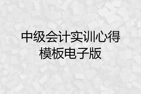 中级会计实训心得模板电子版