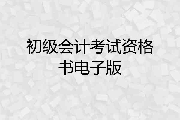初级会计考试资格书电子版