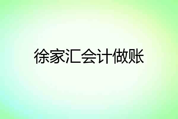 徐家汇会计做账