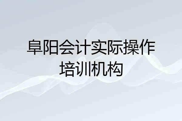 阜阳会计实际操作培训机构