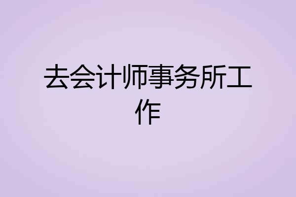 去会计师事务所工作