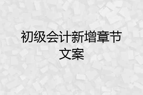 初级会计新增章节文案