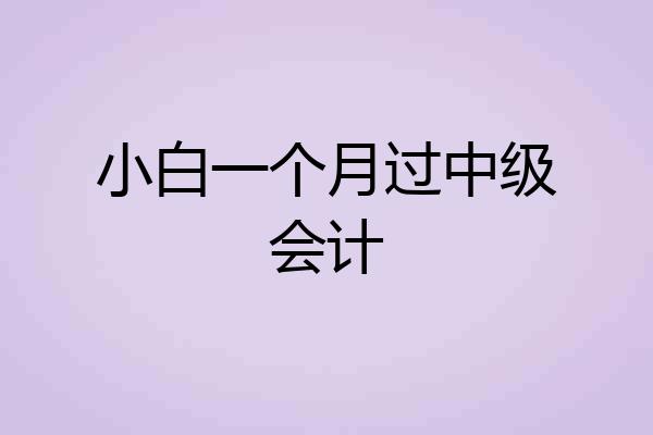小白一个月过中级会计