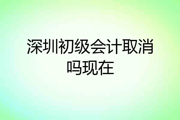 深圳初级会计取消吗现在