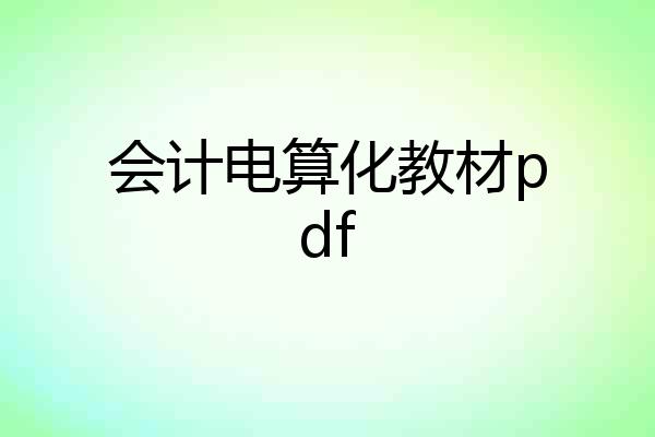 会计电算化教材pdf