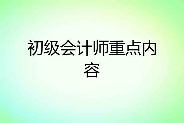 初级会计师重点内容