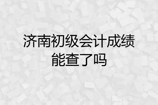 济南初级会计成绩能查了吗