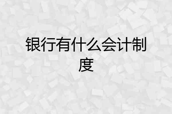 银行有什么会计制度