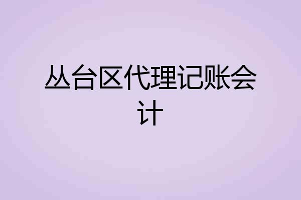 丛台区代理记账会计