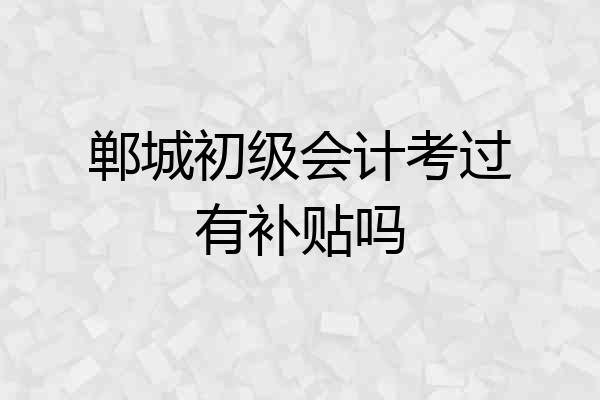 郸城初级会计考过有补贴吗