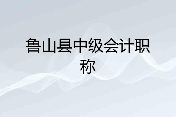 鲁山县中级会计职称