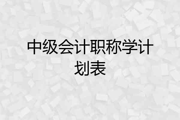 中级会计职称学计划表