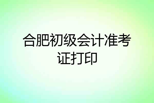 合肥初级会计准考证打印