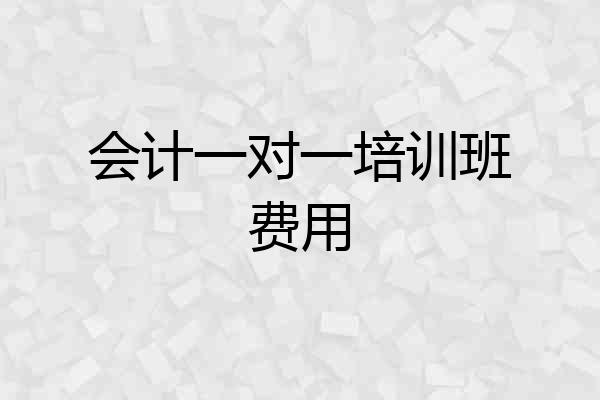 会计一对一培训班费用