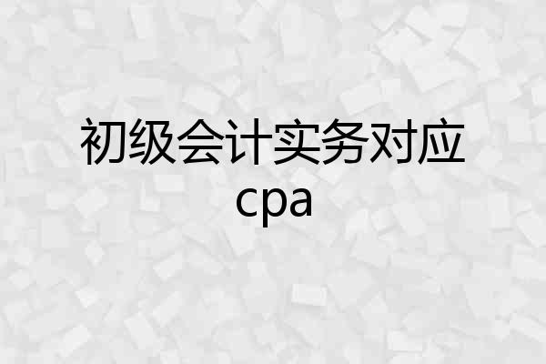 初级会计实务对应cpa
