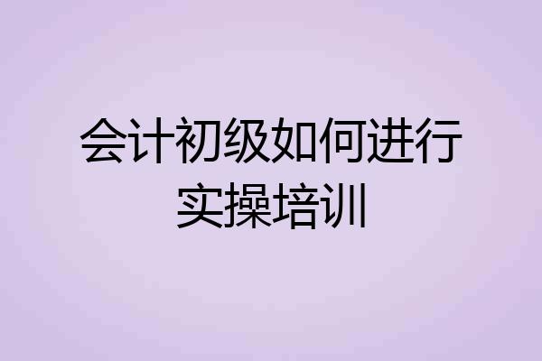 会计初级如何进行实操培训