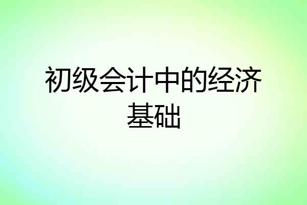 初级会计中的经济基础