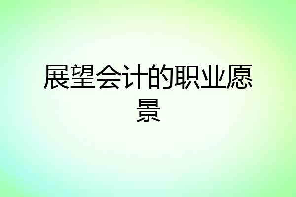 展望会计的职业愿景