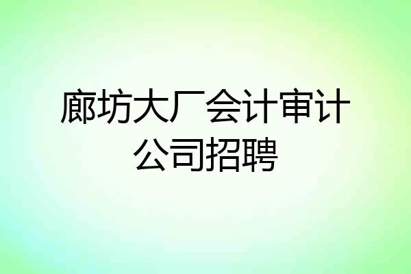 廊坊大厂会计审计公司招聘