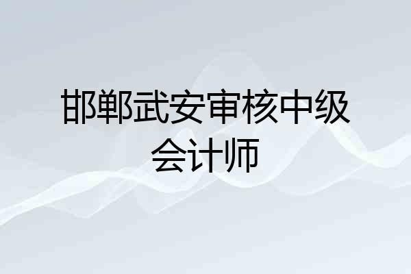 邯郸武安审核中级会计师