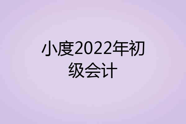 小度2022年初级会计
