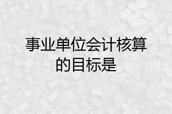 事业单位会计核算的目标是