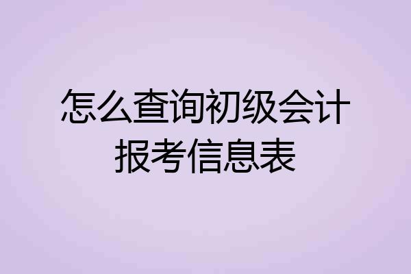 怎么查询初级会计报考信息表