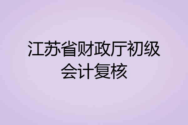 江苏省财政厅初级会计复核