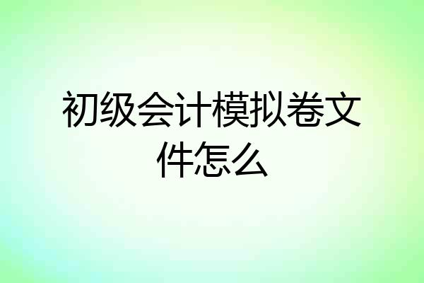 初级会计模拟卷文件怎么