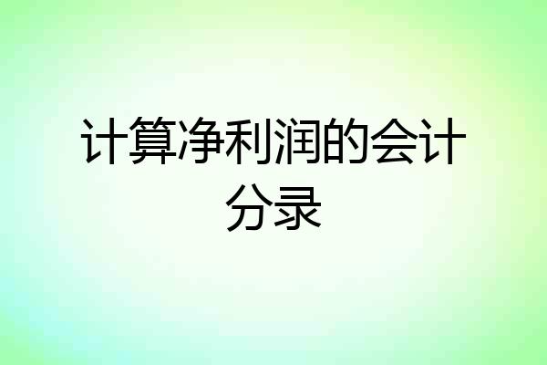计算净利润的会计分录