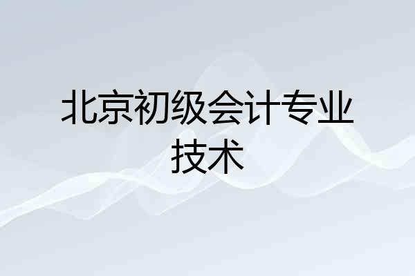 北京初级会计专业技术