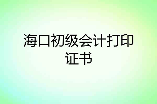 海口初级会计打印证书