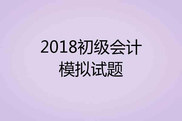 2018初级会计模拟试题