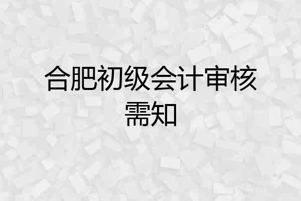 合肥初级会计审核需知