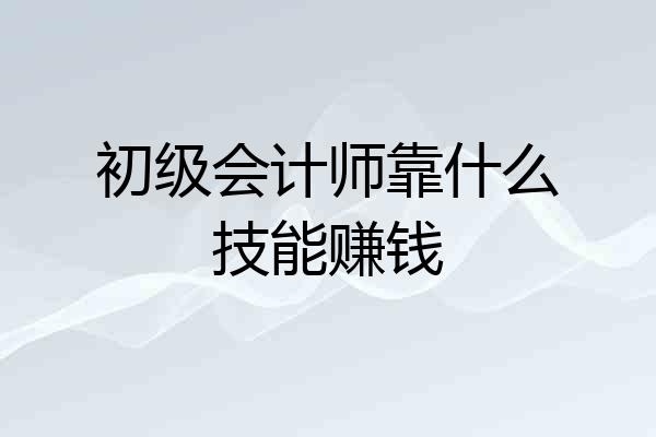 初级会计师靠什么技能赚钱