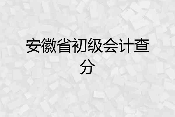 安徽省初级会计查分