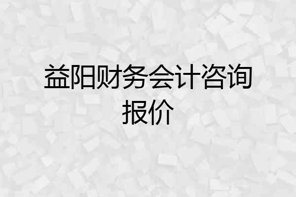 益阳财务会计咨询报价