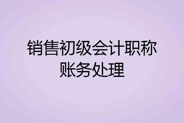 销售初级会计职称账务处理