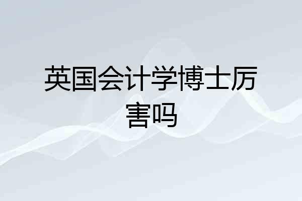 英国会计学博士厉害吗