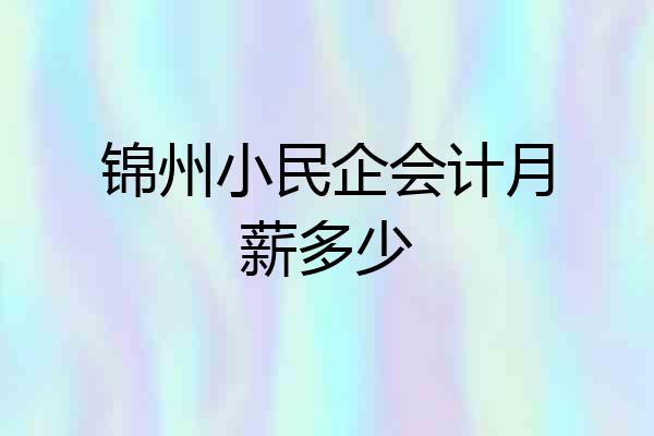 锦州小民企会计月薪多少