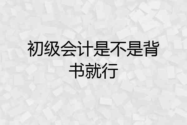初级会计是不是背书就行
