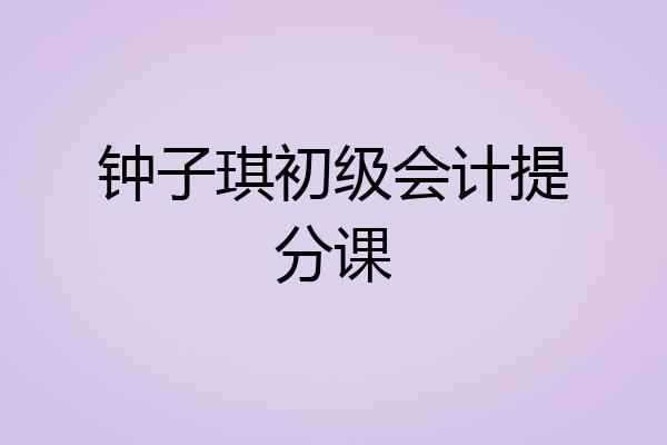 钟子琪初级会计提分课