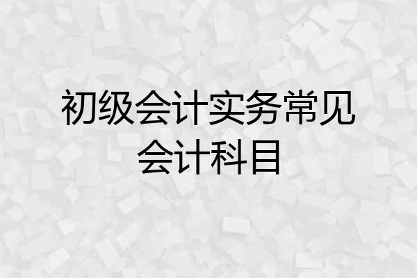 初级会计实务常见会计科目