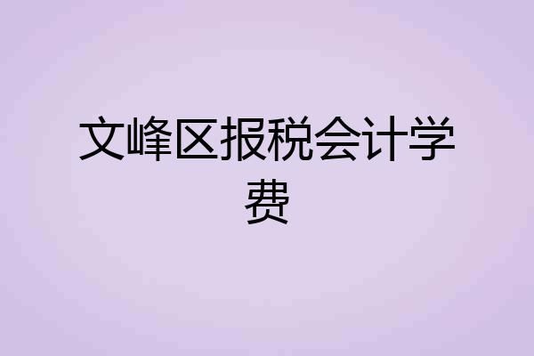 文峰区报税会计学费