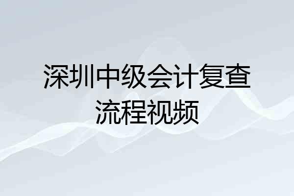 深圳中级会计复查流程视频