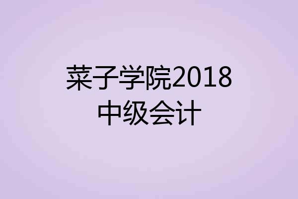 菜子学院2018中级会计