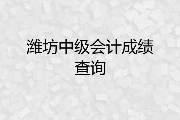 潍坊中级会计成绩查询